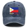 Flag of Filipino Print Adjustable Baseball Hat, Patriotic Flat Cap Trendy Slouchy Sun Visor Raw Brim Snapback Baseball Cap