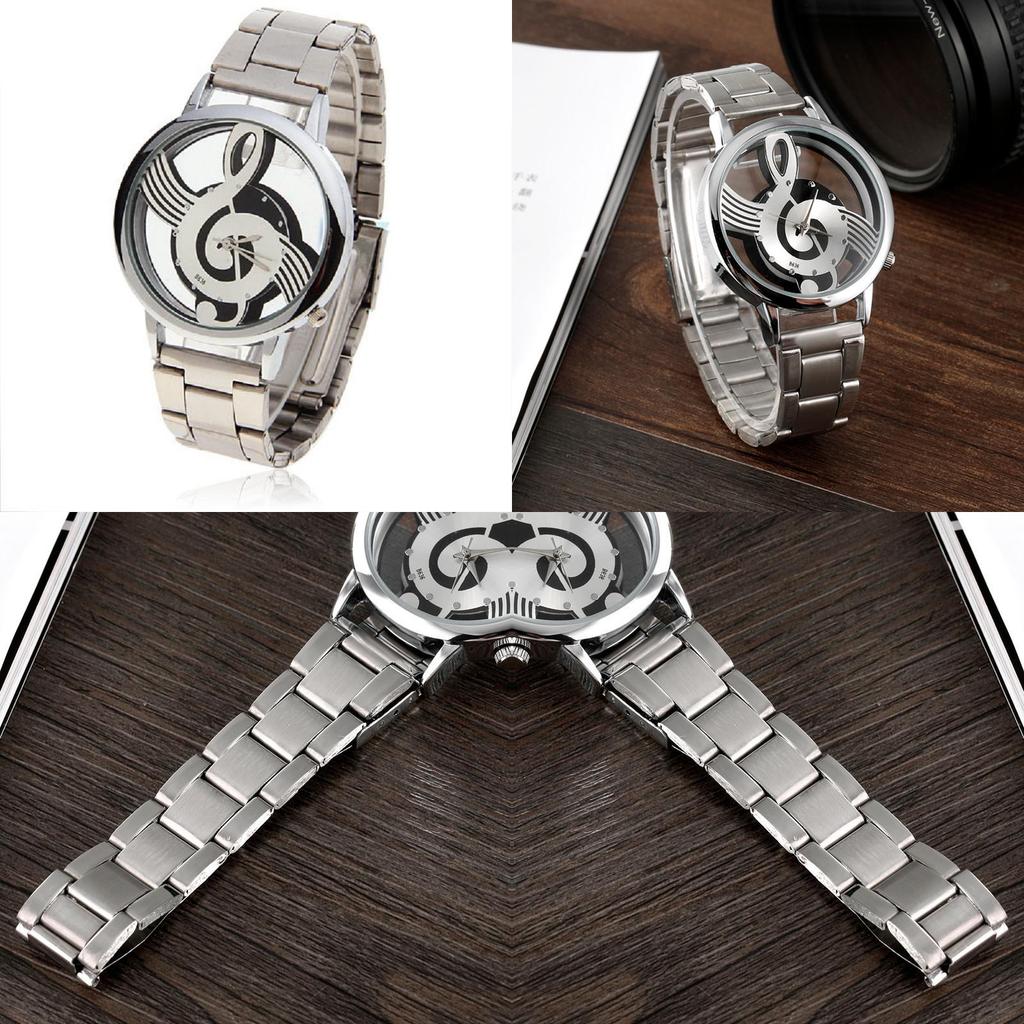 Stunning Stainless Analog Watch With Music Themed Symbol