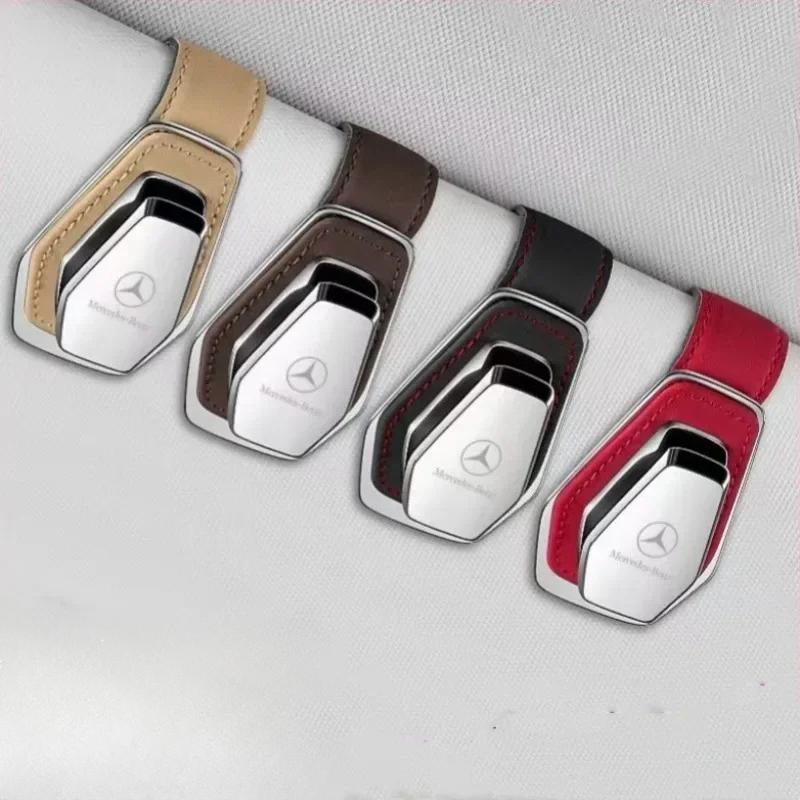 GLC GLB Car Glasses Case Leather Sun Visor Sunglasses For Mercedes-Benz Car Metal Holder Card Ticket Holder Glasses Holder Car