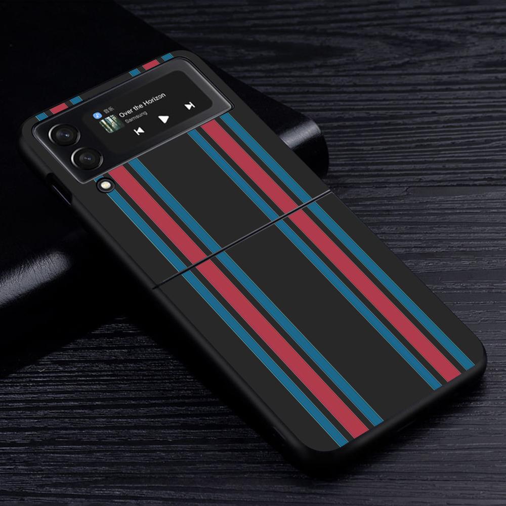 Чехол для мобильного телефона Samsung Galaxy Z Flip3 Flip4 5G черный чехол Z Flip 3 жесткий ПК роскошный чехол Zflip3 Funda спортивные фирменные полосы