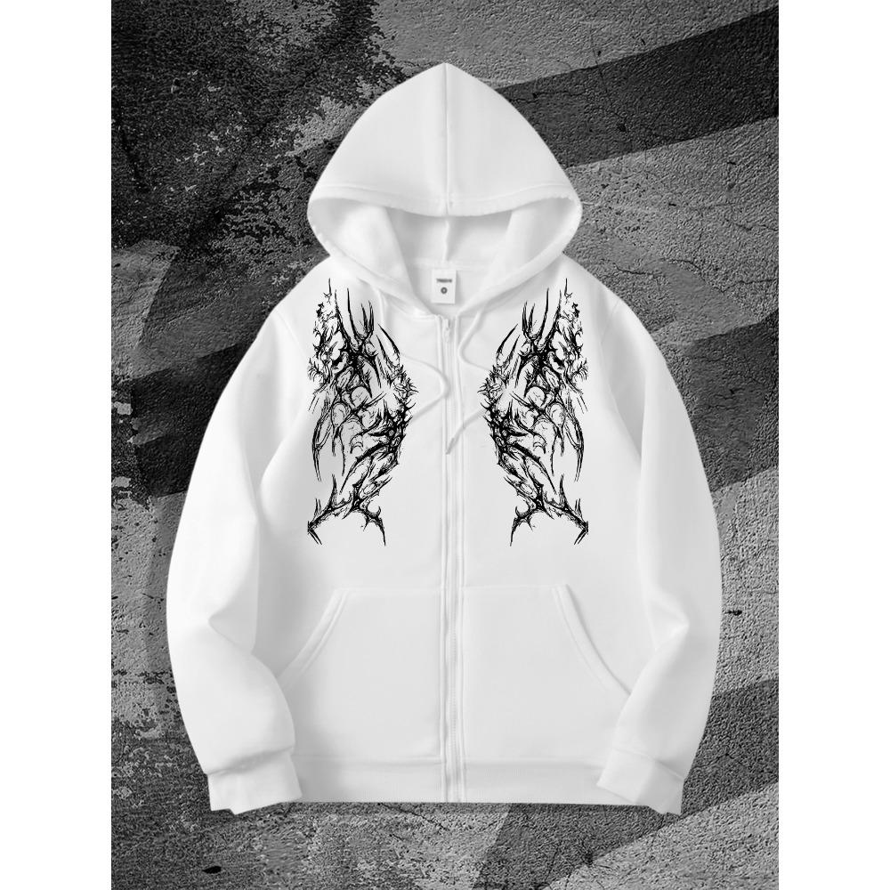 Мужская готическая толстовка на молнии с темным принтом, модный выбор в уличном стиле, идеально подходит для повседневных случаев, идеальна для сочетания с модными нарядами