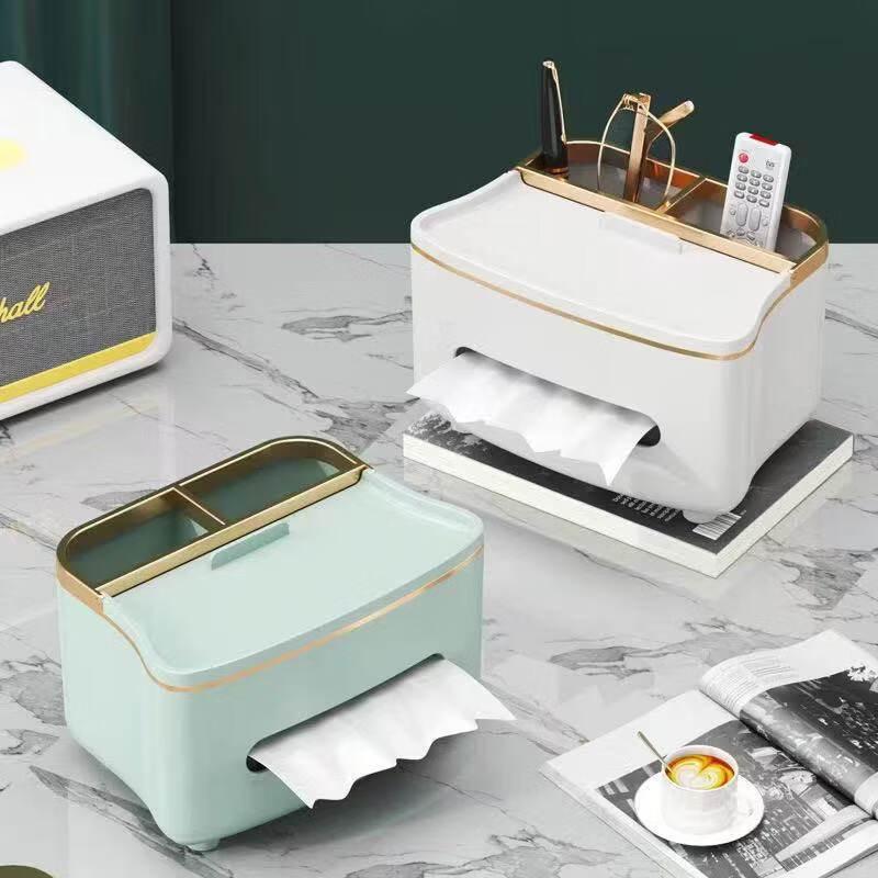 LIEI Light Luxury Desktop Tissue Box with Remote Holder