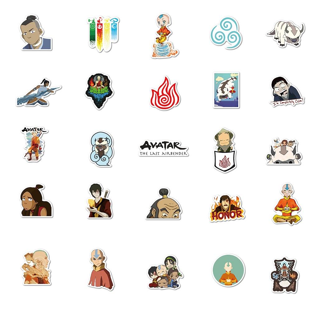 50PCS Cartoon TV Avatar The Las Airbender Stickers Skateboard Guitar Suitcase DIY Decals Stickers