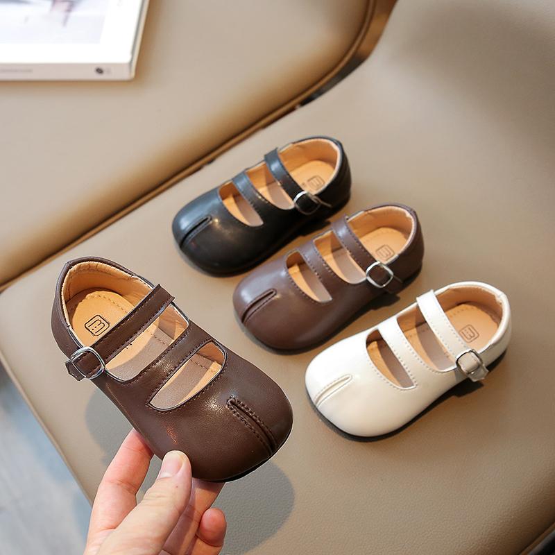 Korean Style Princess Casual Shoes Spring Autumn Soft Hook & Loop Girls Flats Boys Simple Kids Shoes 2024 New Simple Solid Color