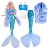 New Dress For Dolls Fashion Coat Mermaids Shinny Sequin Fish Tail Gown Lace Skirt Gown Clothes For Baby Doll Christmas Toys Gift