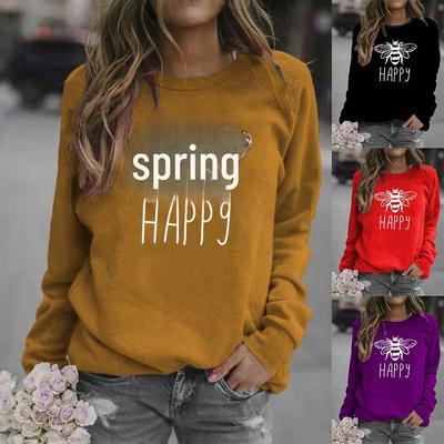 Женская толстовка с круглым вырезом и английскими буквами 2025