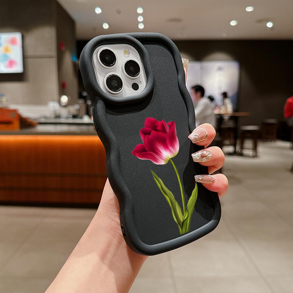 Чехлы для телефонов N93 Peony Macaron Wavy Edge для iPhone 16 Pro Max Samsung S24 Plus S23 Ultra A35 A55 A05s Xiaomi Redmi Note 13 Honor Противоударный чехол
