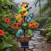 Backyard Patio Decor Resin Solar Parrot Garden Light Ground Stake, Waterproof Outdoor Stake Tropical Energy Saving Lamps Yard for Lawn Pathway