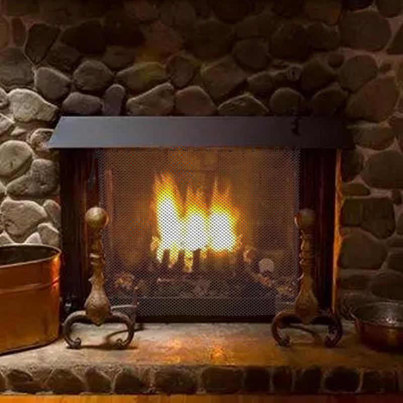 Комплект из 2 сеток-занавесок для камина, Сверхпрочная панель-искрогаситель для защиты камина и кострища