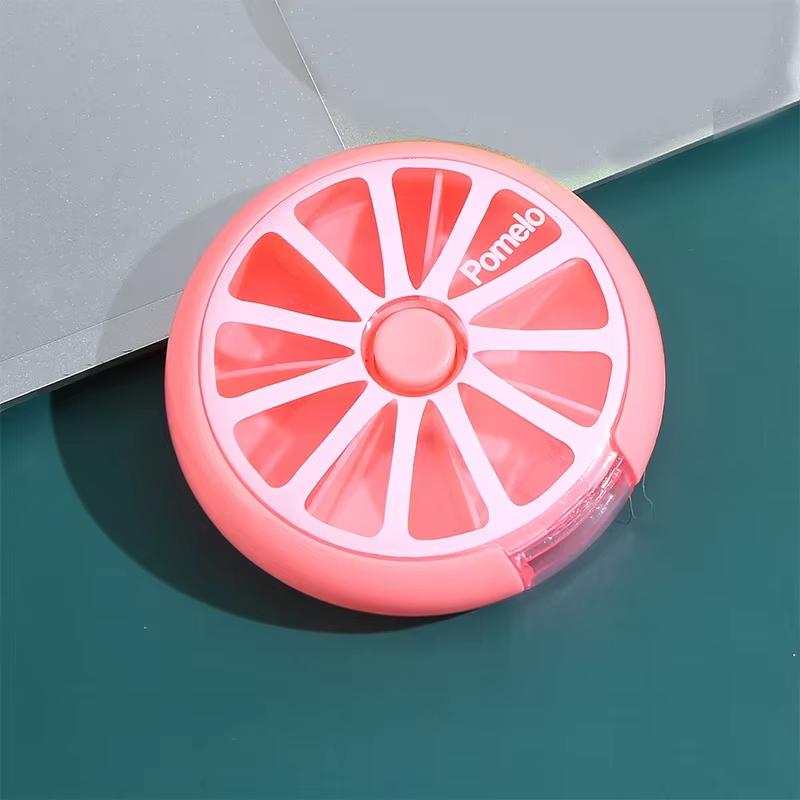 Seven Grid Round Medicine Box One Week Medicine Box Portable Rotating Packaging Fruit Medicine Box Portable Mini Box for Carryin