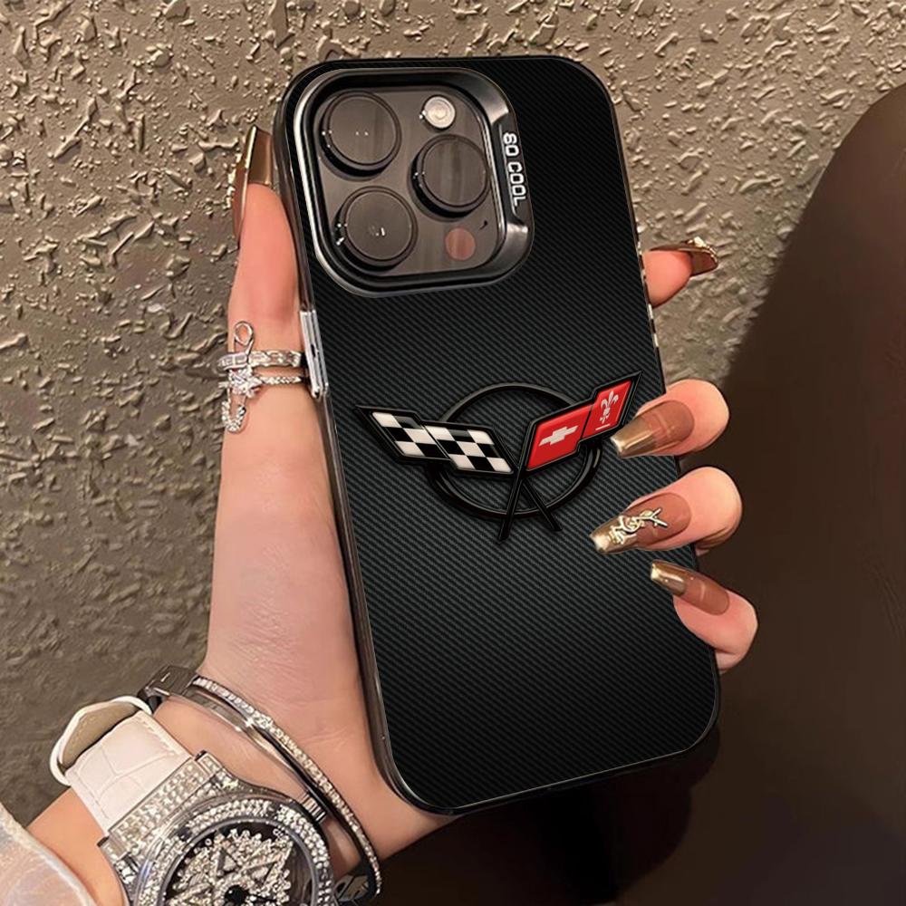 Роскошный чехол для телефона C-Corvettes для iPhone 16 15 14 13 12 11 X XR XS 8 7 Pro Max Plus Полупрозрачный чехол с цветной печатью Роскошный