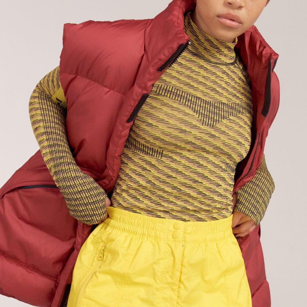 adidas X Stella McCartney Collaboration Back Mesh Twill Printed Training Long Sleeve T Shirt Women Tops Yellow HI1946
