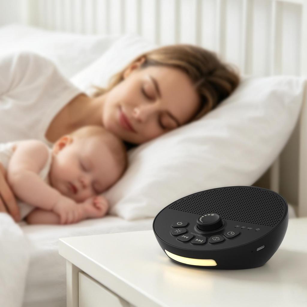 White Noise Machine with Cry Sensor 30 Soothing Sounds Night Light for Babies Kids Adults Sleep Home Office Timer Rechargeable