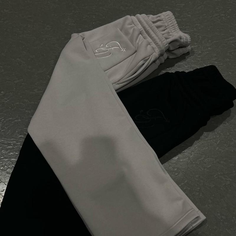 Европейские и американские повседневные простые пары с вышивкой модные креативные спортивные штаны с двойной талией и складками