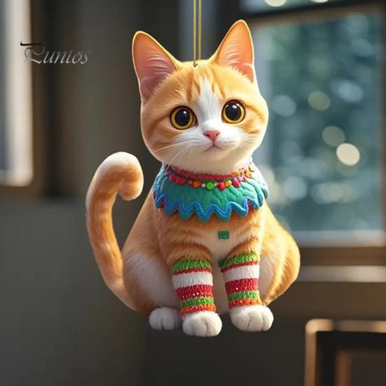 Подвеска в виде кошки, подвесное украшение для автомобиля, реалистичное животное, кошка, зеркало заднего вида, подвесной декор, акриловый автомобильный шарм, подарок на вечеринку и фестиваль для автолюбителей