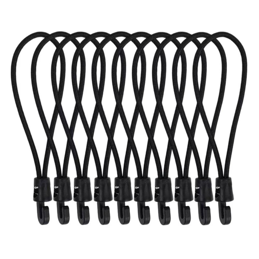 10Pcs Black High Elasticity Expander with Hooks Rubber Tensioner  Camping Tarpaulin
