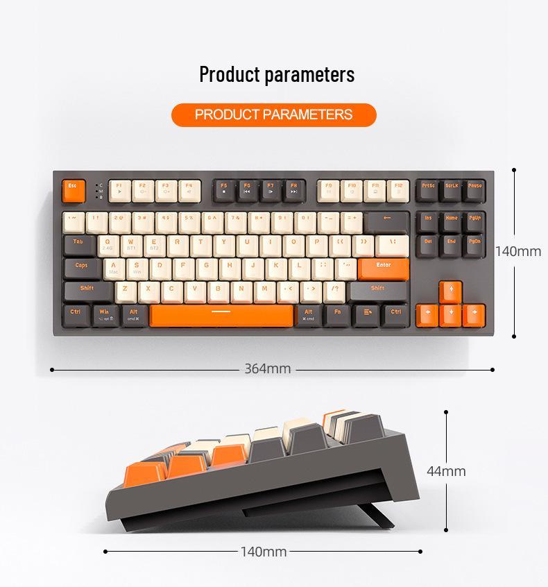 Беспроводная механическая клавиатура Wolf M88 с двойным режимом Bluetooth, PBT-колпачки для клавиш, для игр и офиса.