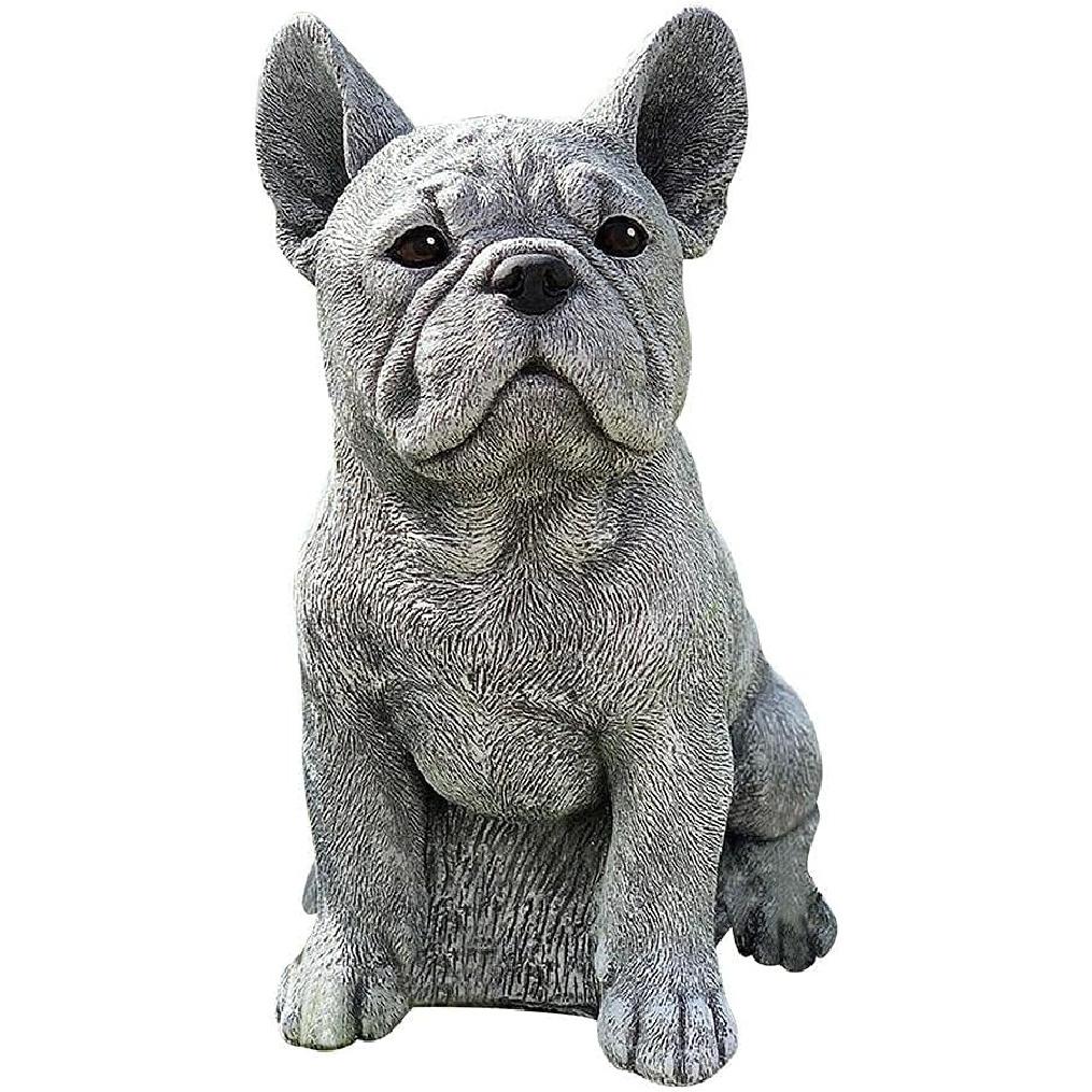 Dog Statue, French Bulldog Statue Garden Animal Sculpture for Garden Decoration Outdoor Lawn Gnome Yard Art (Picture Color 2)