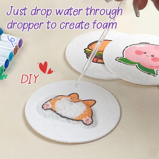 Foam Texture Blank Painting Paper 3D Drawing Magic Canvas Sponge with Water Brush White Puffy Paint Paper for Kids Adults DIY Art Craft Supplies