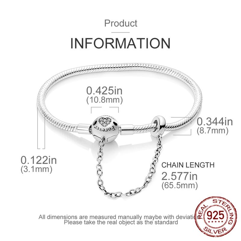 Браслеты из серебра 925 пробы, оригинальные 17-20 см, браслеты в виде звезд и глобусов, защитная цепочка, розовый замок с сердечком, DIY подвески, бусины, ювелирные изделия, подарки