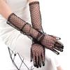 1-4Pair Fashion Women Black White Dot Lace Long Tulle Gloves Bride Wedding Stretchy Full Finger Transparent Thin Lady Mesh Glove