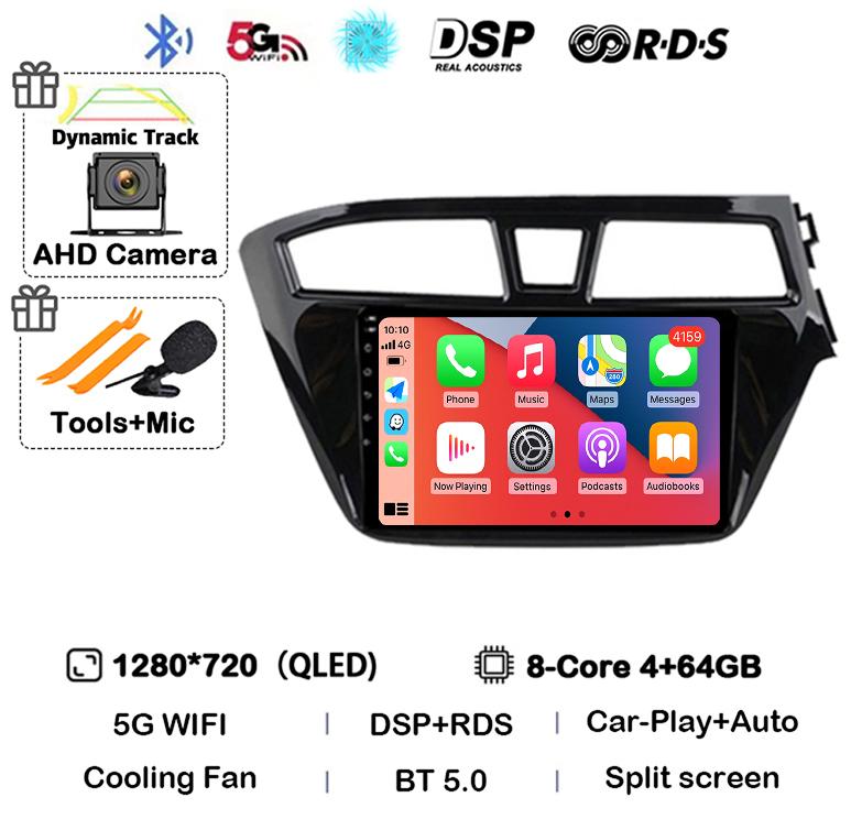 Android 14 Carplay Auto WIFI+4G Для Hyundai I20 RHD 2015 2016 2017 2018 Автомагнитола Мультимедийный плеер Стерео Головное устройство 2din Аудио