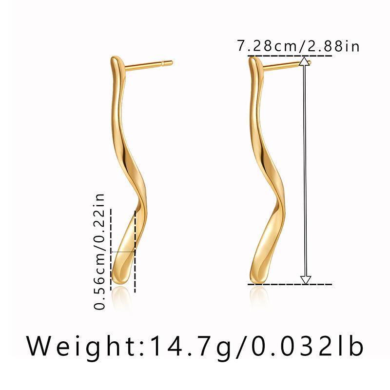 French Irregular Line Design Copper Plated 18k Gold Earrings For Women