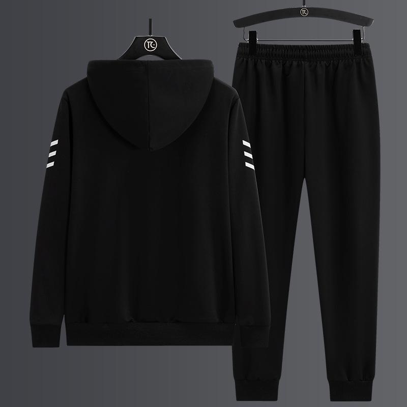 Мужской повседневный спортивный костюм большого размера свободного кроя: Толстовка с капюшоном, костюм-двойка, для полного мужчины, модный тренд весна/осень.