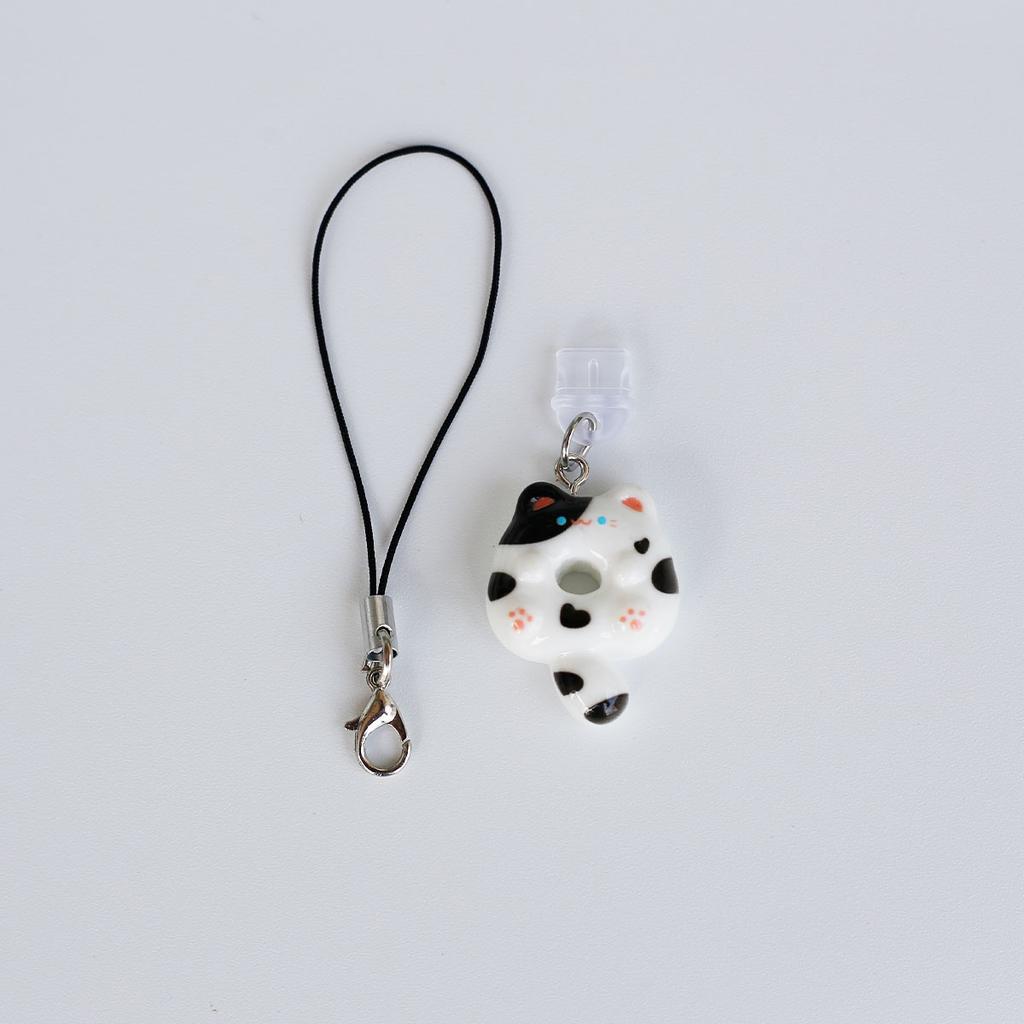 Подвеска-заглушка от пыли для мобильного телефона Милый пончик Кошка Аксессуары Украшение Для порта Iphone Type-c со шнурком для предотвращения потери