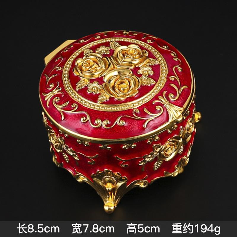 European Rose Round Jewelry Box Vintage Home Enamel Dressing Table Metal Storage Box