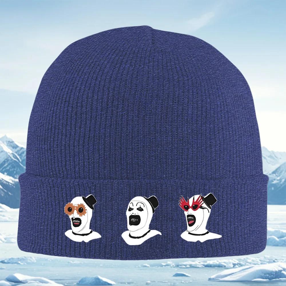 Clown heads various hats and glasses Knitted Hat Unisex Women Unisex Beanie Pullover Cap Winter Thermal Warm Christmas Outdoor Cycl