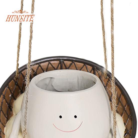 Подвесной цветочный горшок с милой улыбкой на лице, цветочный горшок из смолы для декора сада