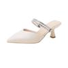Баотоу полушлепанцы лето новые туфли на высоком каблуке прохладные шлепанцы туфли с острым носком и стразами шлепанцы на толстом каблуке женская уличная обувь