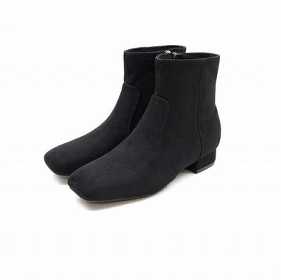 Женские короткие ботильоны на низком каблуке Vivian, V1581AW, черная замша, размер 3L (25,5-26,0)