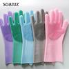 Reusable Silicone Gloves Cleaning Brush  Gloves Heat Resistant