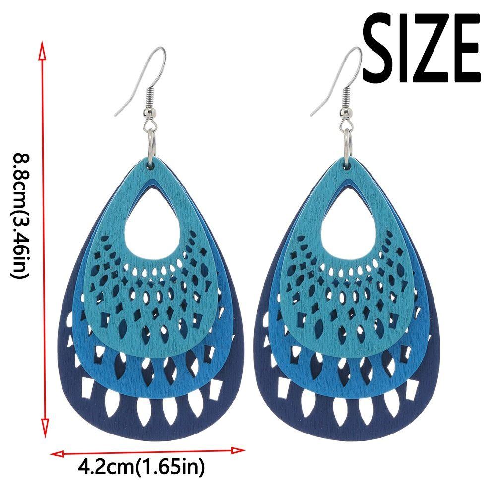 Серьги смешанного цвета, большие, этнические, богемные, винтажные, висячие, деревянные, серьги-подвески, день рождения