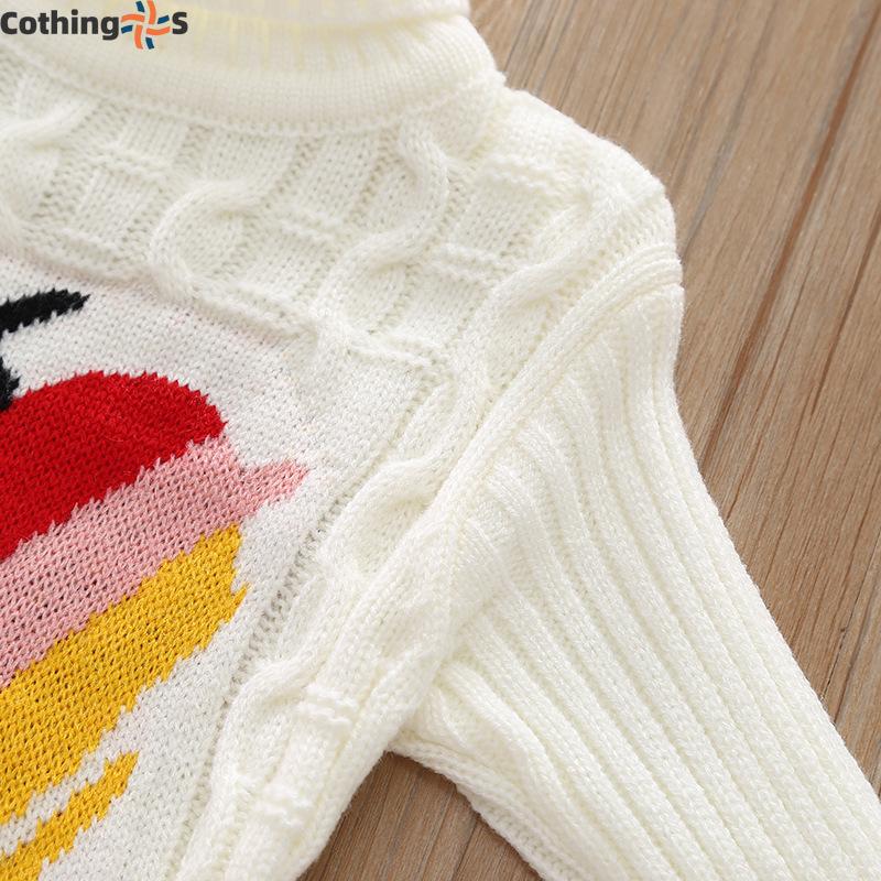 Детский свитер с высоким воротом, вязаный свитер, осенне-зимний пуловер Love, рубашка с длинными рукавами