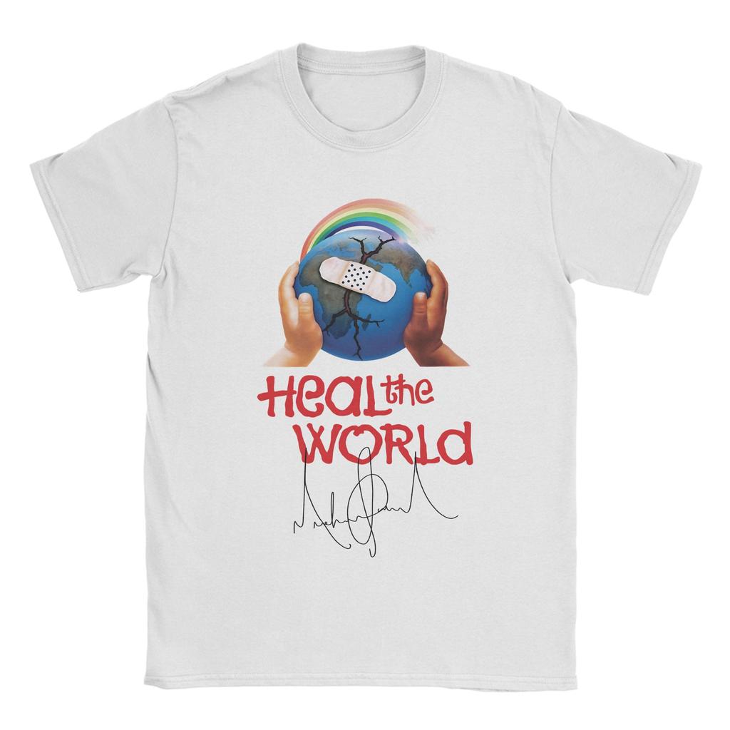 Unisex Unisexs Heal The World T Shirts Mj 100 Cotton Clothes Novelty Short Sleeve Crewneck Tees Big Size Tshirts