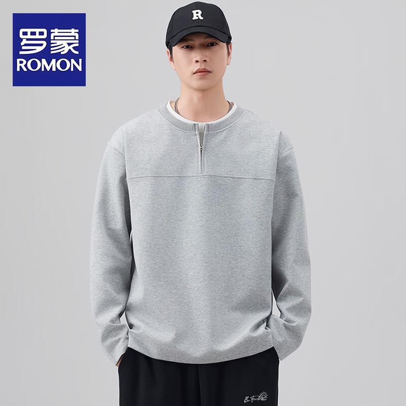 Romon Men's Heavyweight Half-Zip Fake Two-Piece Sweatshirt