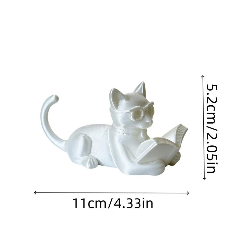 3D Printed Reading Cat Ornament Cute Decorative Cat Statues Desktop Cat Decorations Desktop Use