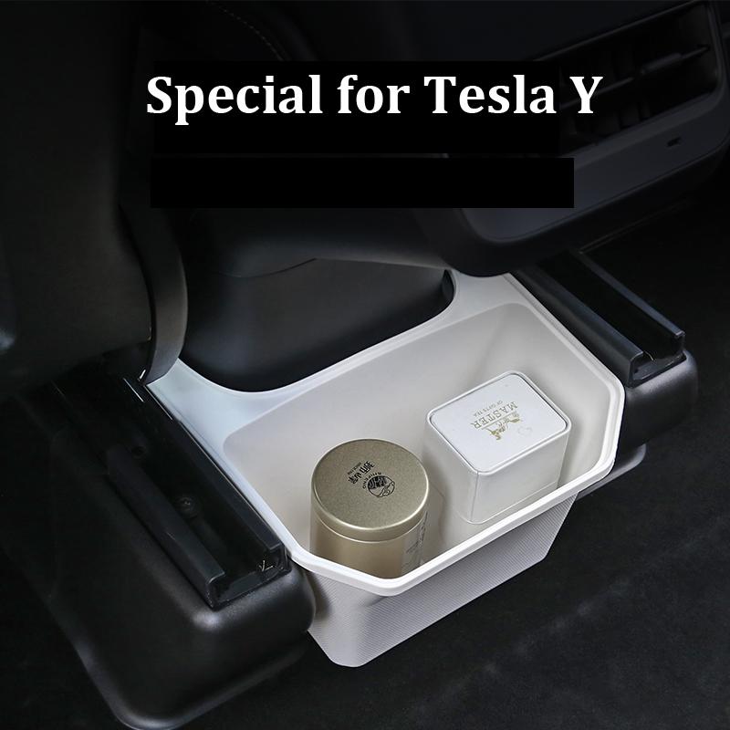 ModelY 2023 Аксессуары для Tesla Model Y Ящик для хранения на заднем сиденье Ящик-органайзер из термопластичного эластомера с крышкой Держатель для телефона Мусорное ведро под сиденьем