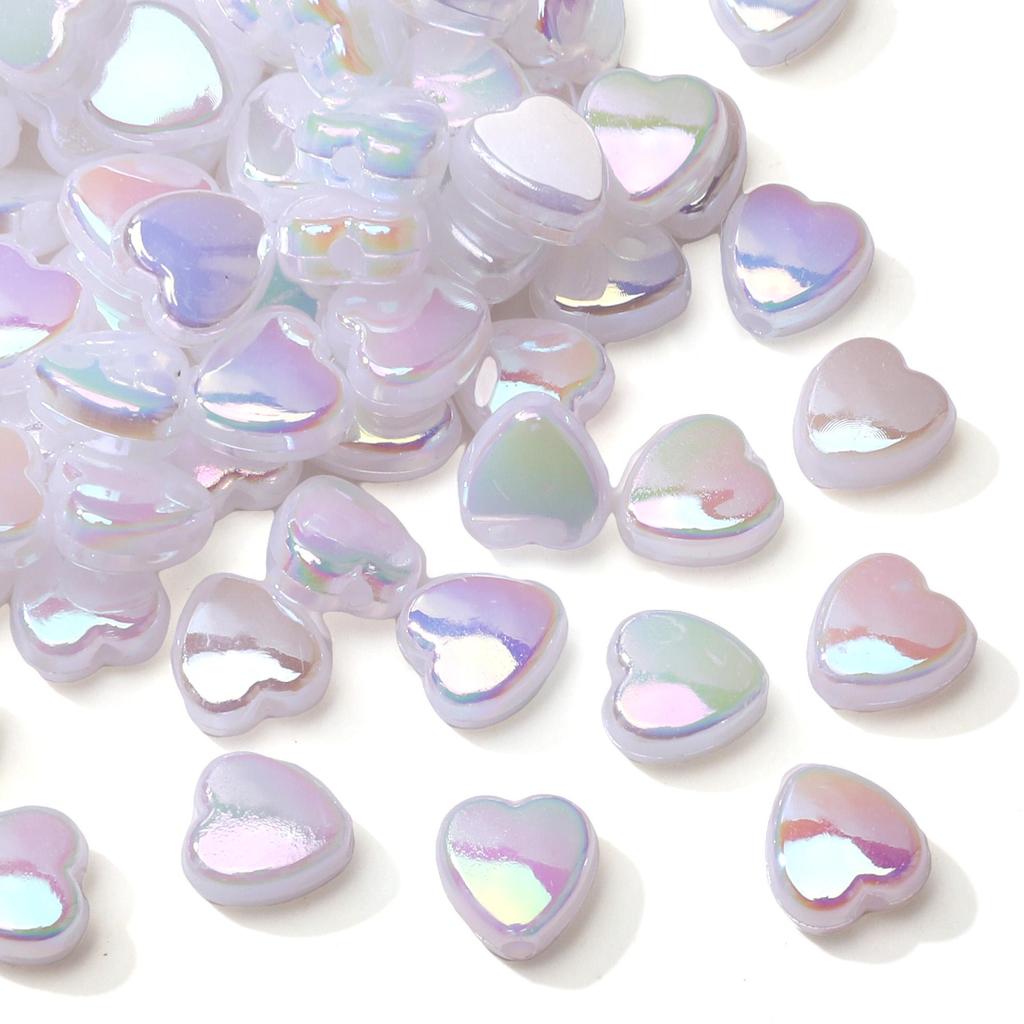 100 шт. Акриловые разноцветные бусины в форме сердца для изготовления ожерелий, браслетов, серег, ювелирных изделий, аксессуары для рукоделия