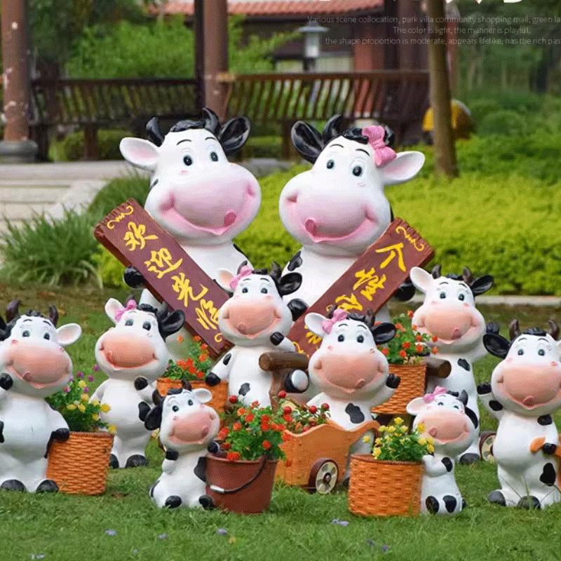 Outdoor Cartoon Cow Flower Pot