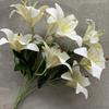 9 Flowers Artificial Stems Pu Material 3d Simulation Lilies Wedding Home Decor