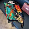 New women's pleated crepe small silk scarf spring, summer and autumn simulated silk personalized rhombus small scarf fashion scarf neck protection