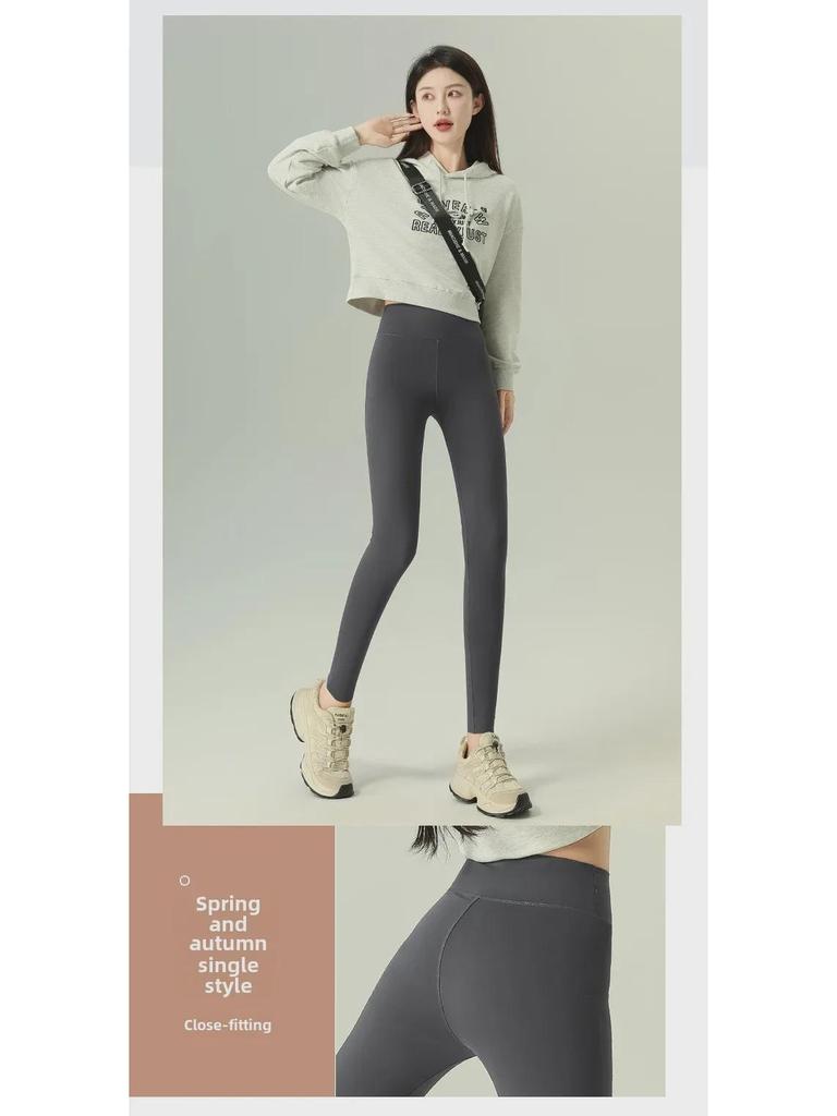 Slim Velvet High-Waist Women's Yoga Leggings - Warm, No Line, Autumn/Winter Wear