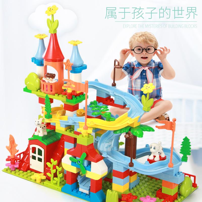 Large Particle Scene Building Block Track Train Castle Puzzle Diy Assembly Construction Children'S Toys