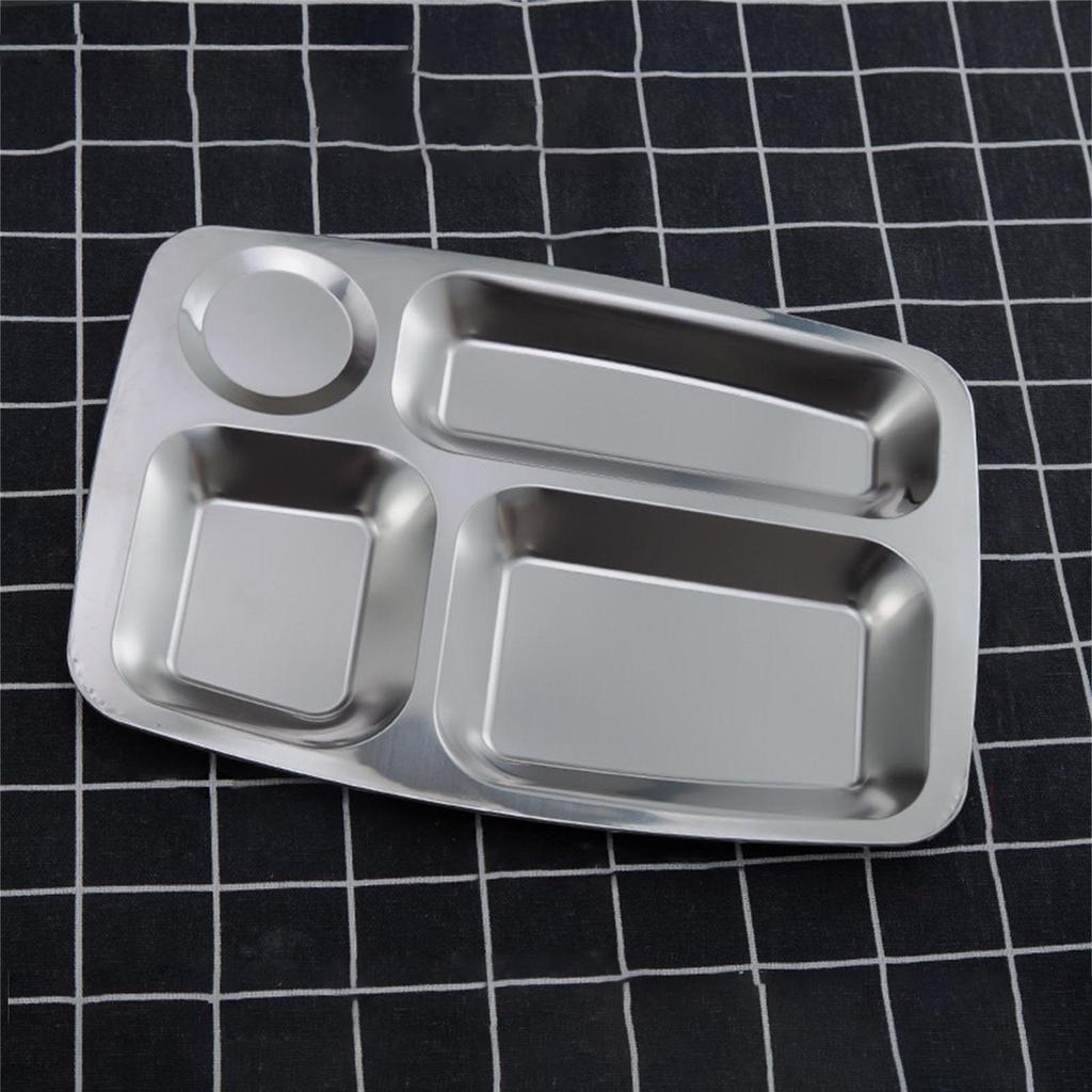 Convenient 304Stainless Steel Tray Divided Plate Compartment Tray Divided Dinner Tray Perfect for Adults and Kids