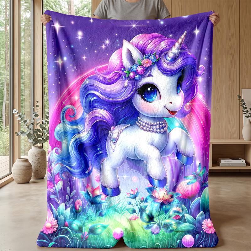 Rainbow Unicorn Fantasy Theme blanket Lightweight Warm Flannel Blanket Decorative Throw Blanket for Home Decoration
