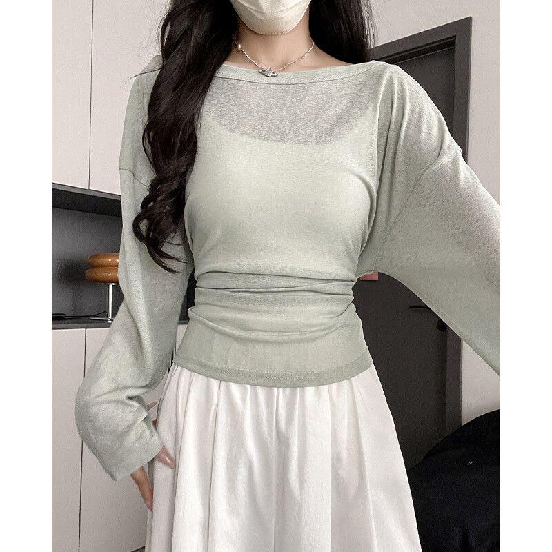 Розовый прозрачный женский летний топ-накидка с завязками – Свободный, легкий, защита от солнца